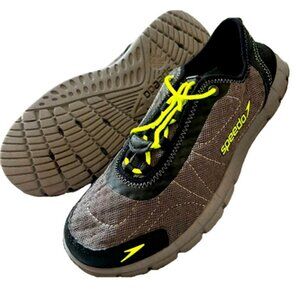 Speedo Hybrid Aquafit Watercross Shoes, Ladys 10.5, Grey/Black, Neon Yellow